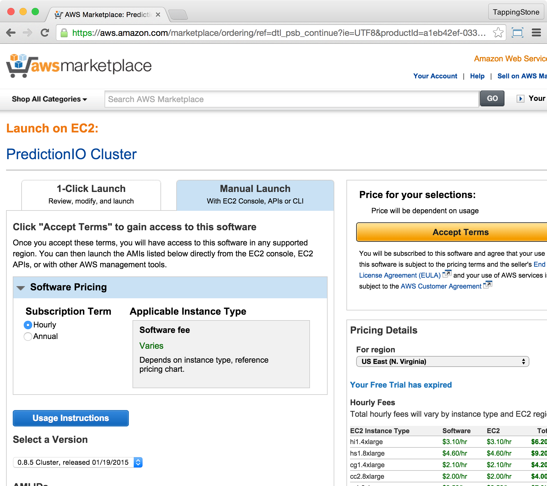 AWS Marketplace Term Page